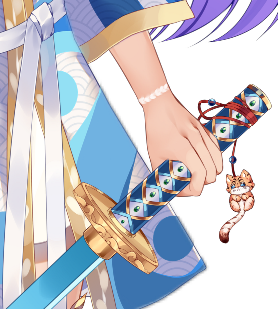 Wrist tattoo and katana details